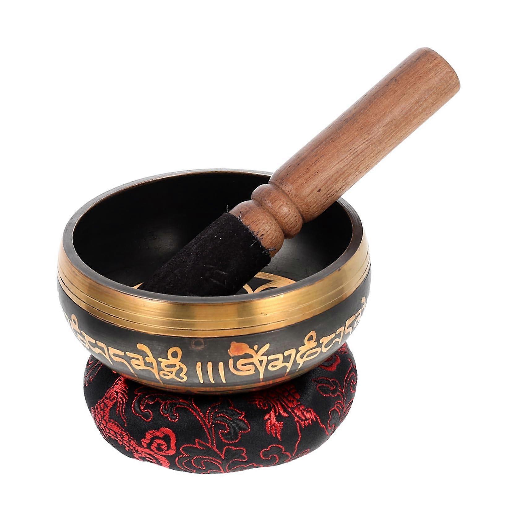 1 Set Sound Bowls with Tibetan Singing Bowl, Cushion, and Wooden Mallet
