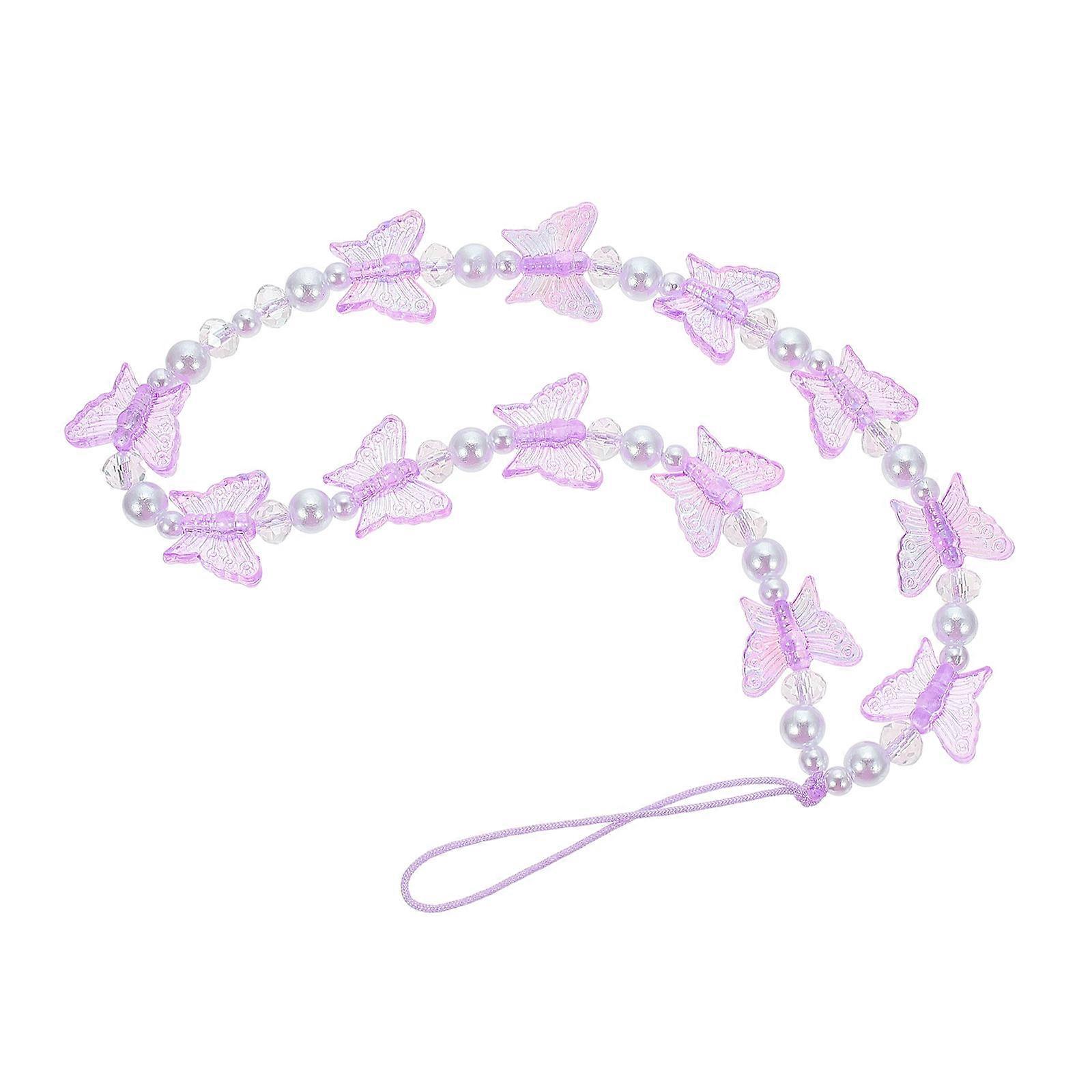 Phone Lanyard Strap Charm Strap Lost Phone Lanyard Women Girls Daily Use Outings Pearl Shape Colorful Crystal 1Pack