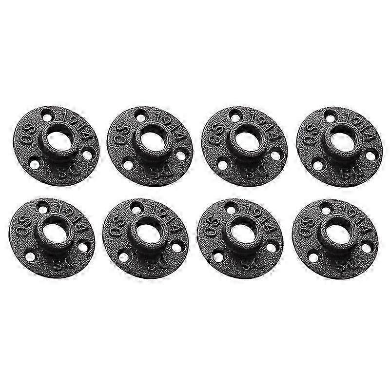 1/2 inches Malleable Cast Iron Pipe Flange, 1/2 Inches Black Pipe Threaded Pipe Nipples 8 Pcs DS