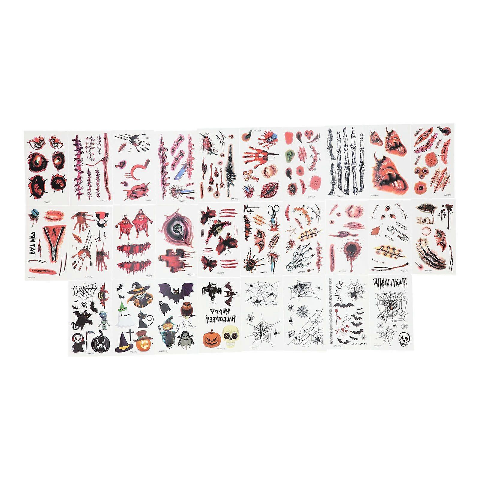 28 قطعة هالوين ملصقات الوشم ندبة نمط اليقطين للماء ملصقات الوشم وهمية YMMR)