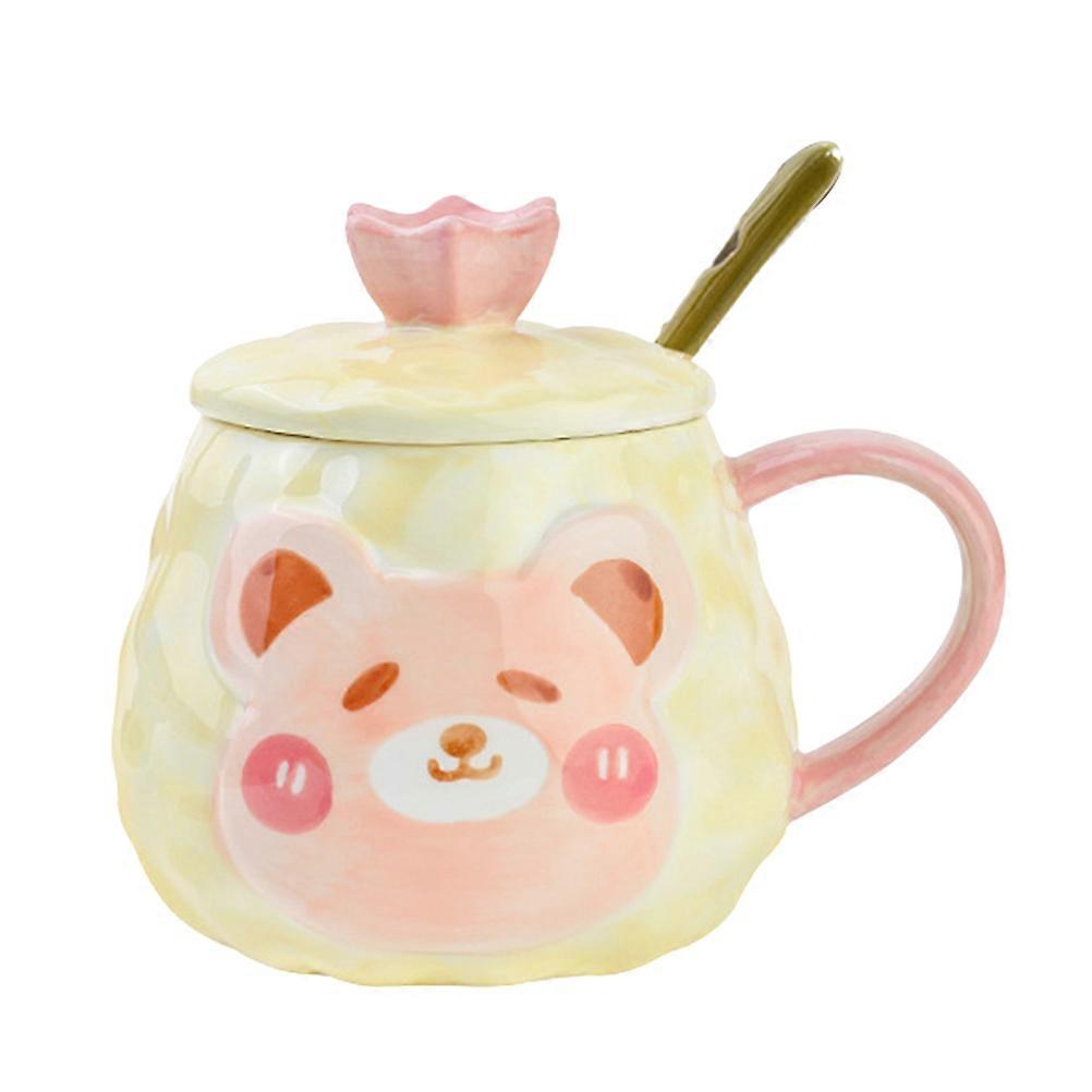 Anti-Scalding Bear Pattern Coffee Cup Practical Use For Students Families 12x10cm Round Shape 1Mug