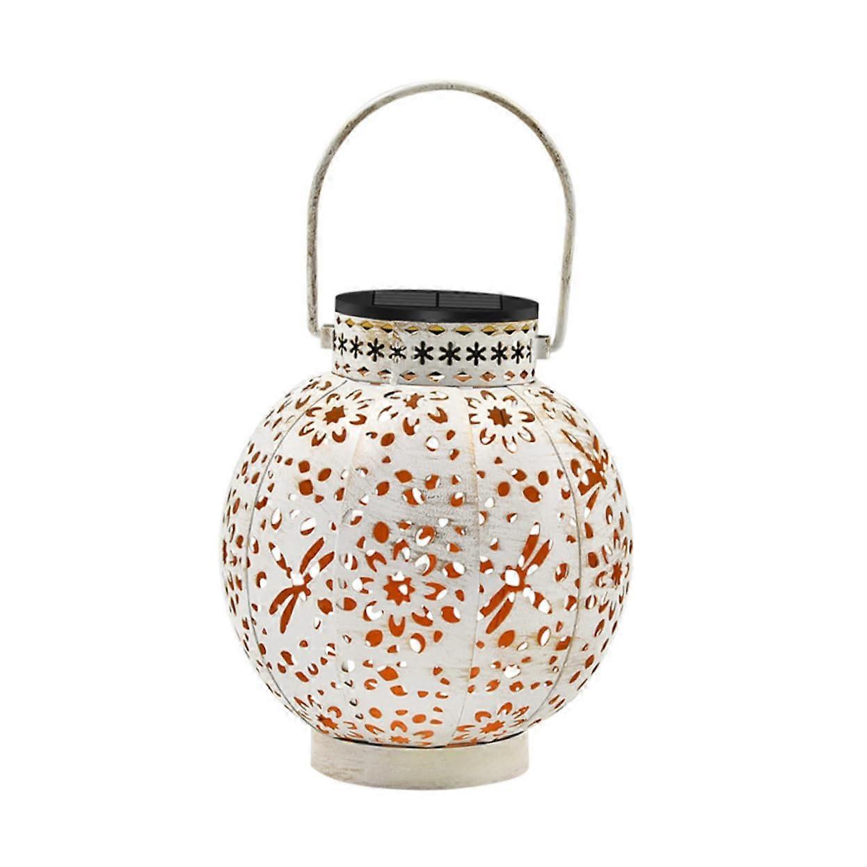 Solar Dragonfly Lantern Solar-Powered Garden and Terrace Light With Decorative Hollow Pattern, Hanging Loop