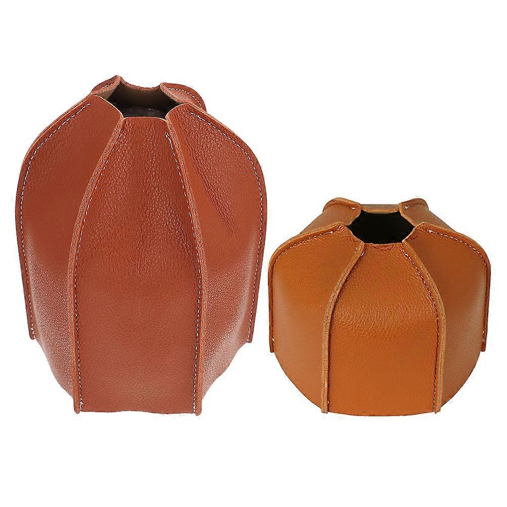 Tank Holder Camping Gear Protective Sleeve 2Pcs Brown Pu Leather For Outdoor Enthusiasts