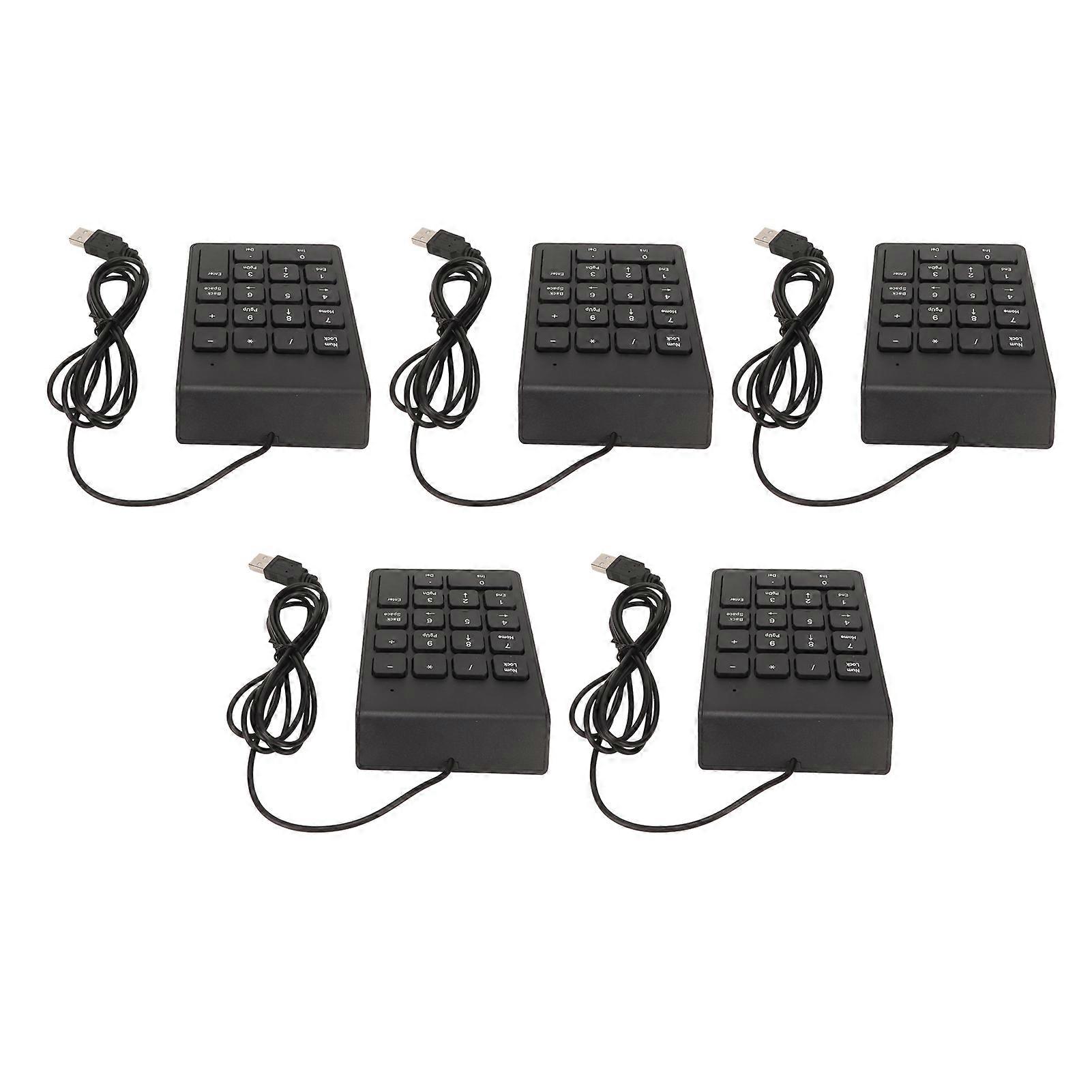 Wired Number Pad 18 Keys Ergonomic USB Plug and Play Quiet Typing Mini Numeric Keypad for PC Laptop Desktop 5 Pieces