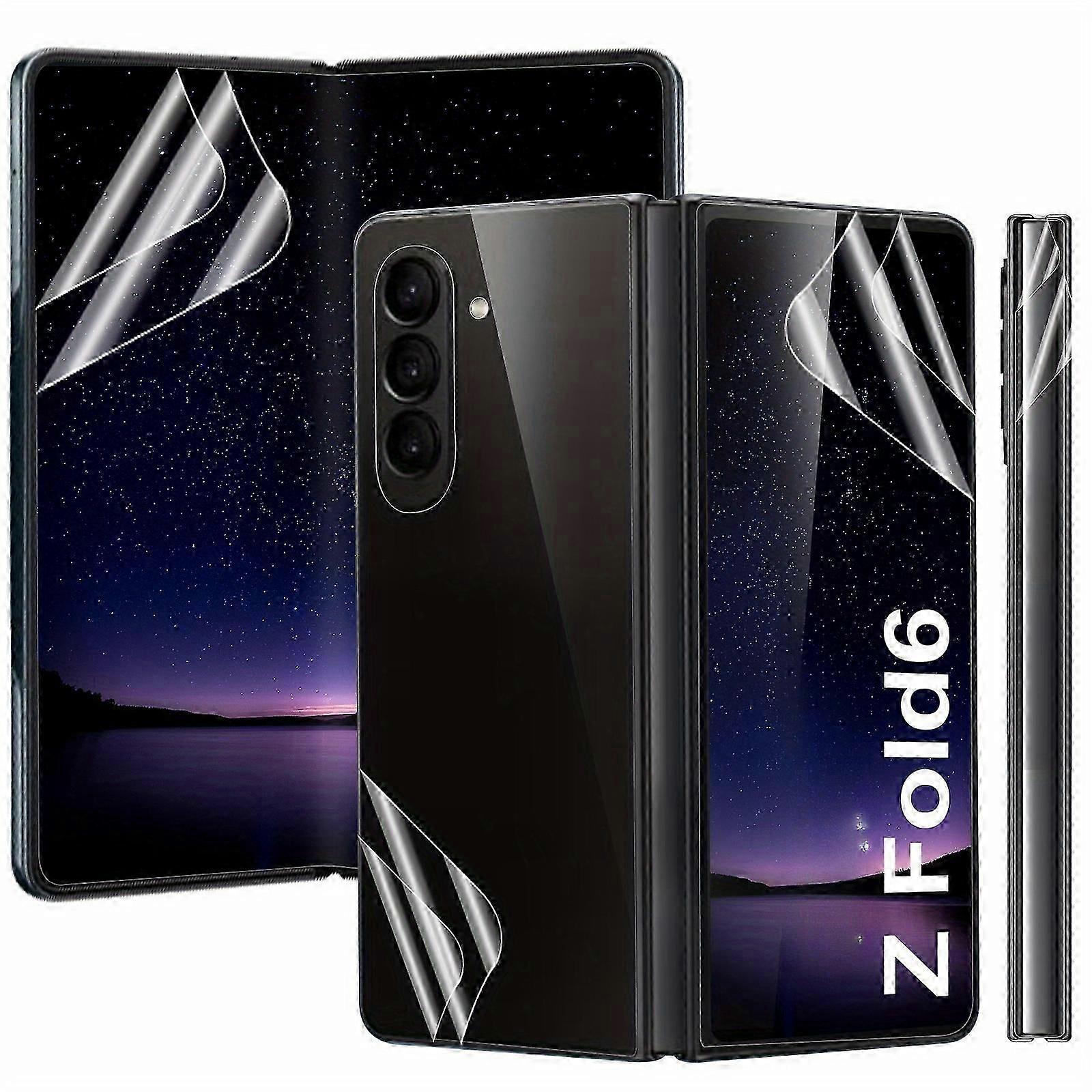 For Samsung Galaxy Z Fold 6 Screen Protector, Front Screen Protector+Hinge Protector+Back Protector, Full Covered No Bubble Hydrogel Protector