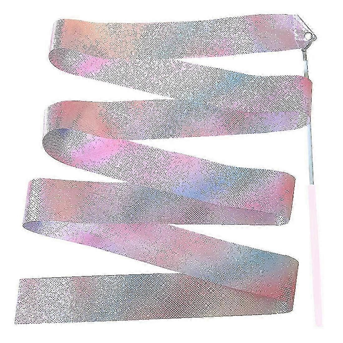 2m Flashing Star Gym Ribbon for Dance Rhythmic Gymnastics Ballet Streamer Twirling Rod