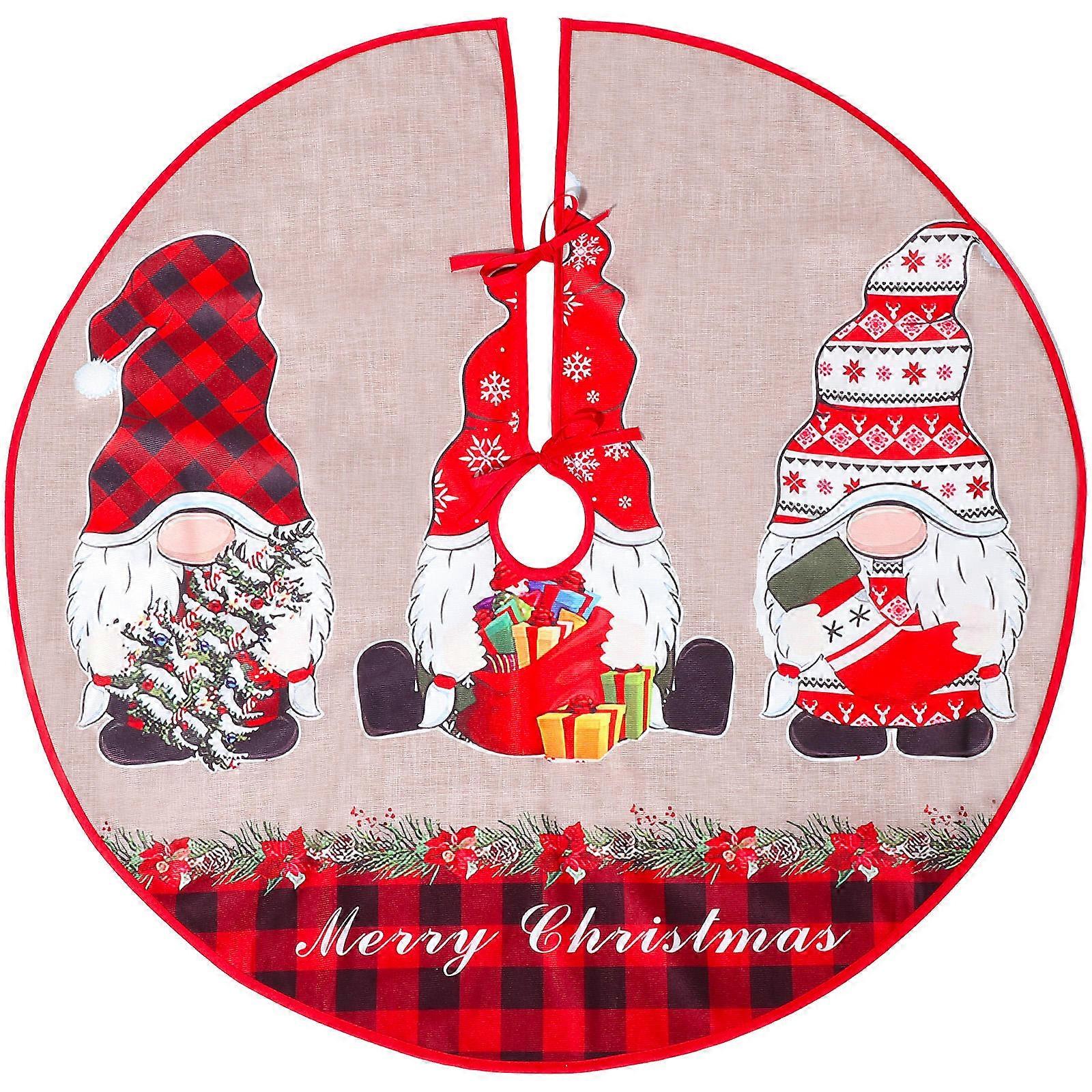 Tree Skirt Plaid Christmas Tree Base Decorations Circular Shape And Sturdy 1Set