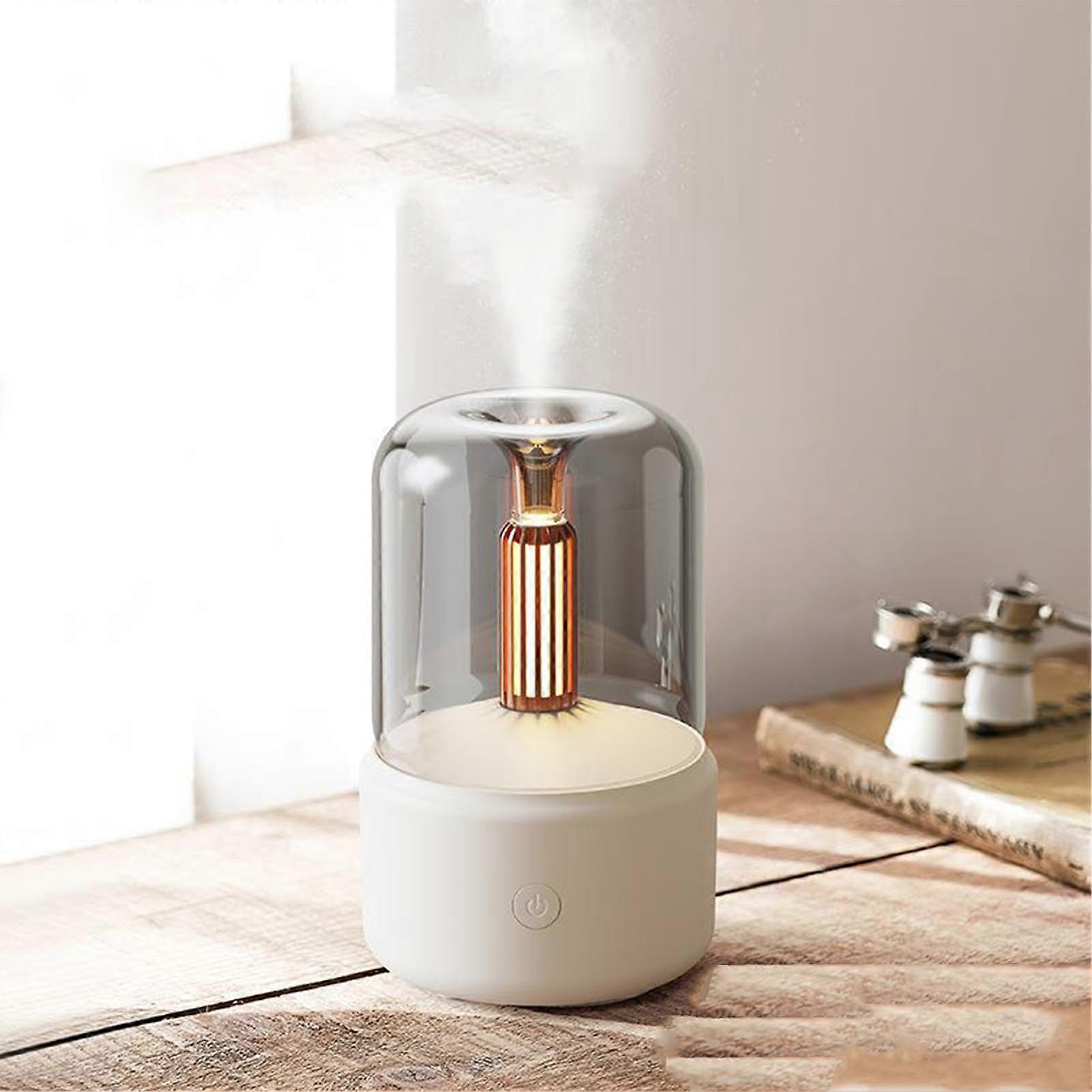Candlelight Lamp Aromatherapy Machine Cold Air Aromatherapy Diffuser Automatic Shutdown Air Humidifier Portable Desk Cool Mist Humidifier Beige 