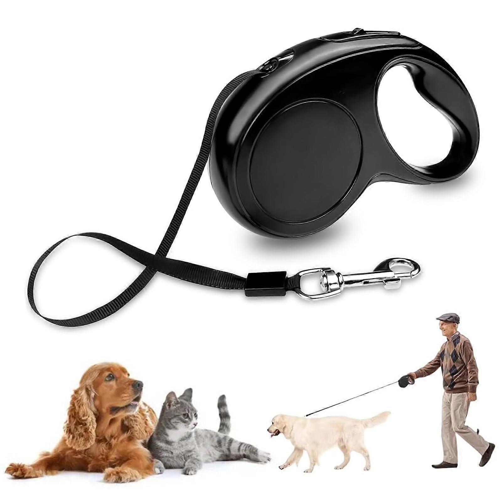 Retractable Dog Lead 5m, Extendable Dog Leash with Safety Bracelet and Wrist Strap, Comfortable Handle for Walking