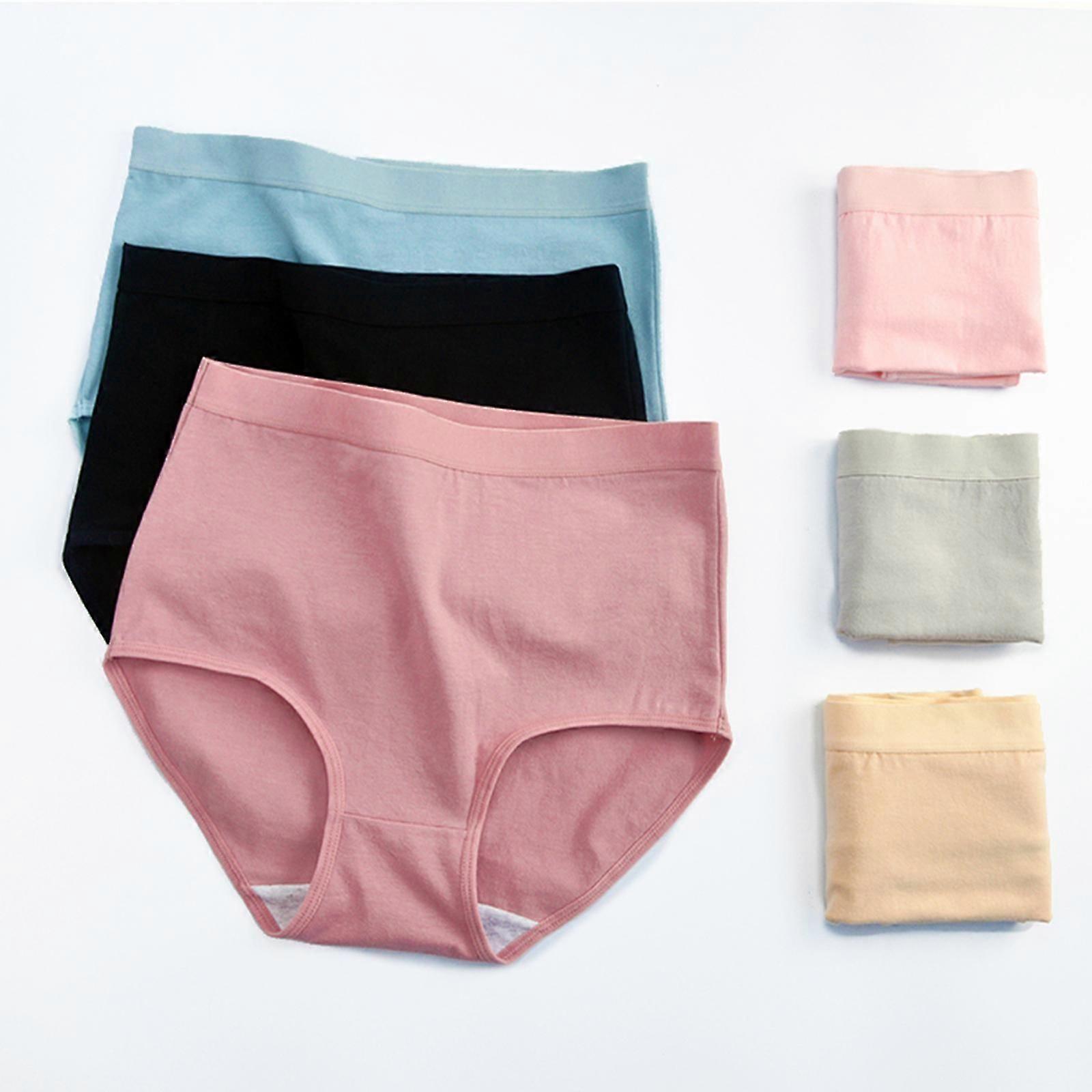 Kvinners ensfargede truser Ren bomull Truser med høy midje Rumpe og mage truser, bomullstruser Pustende kvinner Undertøy truser