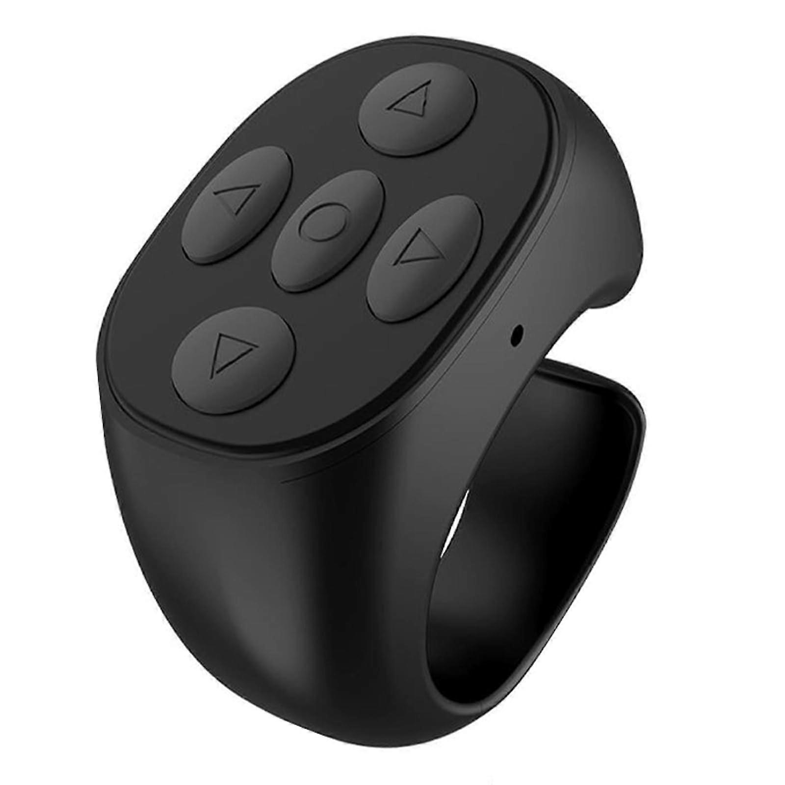 Fingertip Wireless Bluetooth Remote Control for Mobile Phones and Tablets, Black Page Turner and Camera Shutter Remote, Bluetooth Scrolling Ring