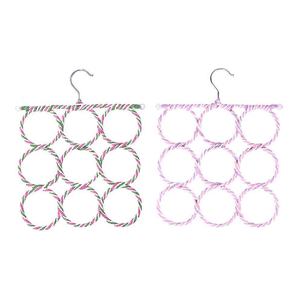 Foldable Paper Rattan Scarf Hanger with 9 Rings for Organizing Scarf Towel Tie Rack Assorted Color