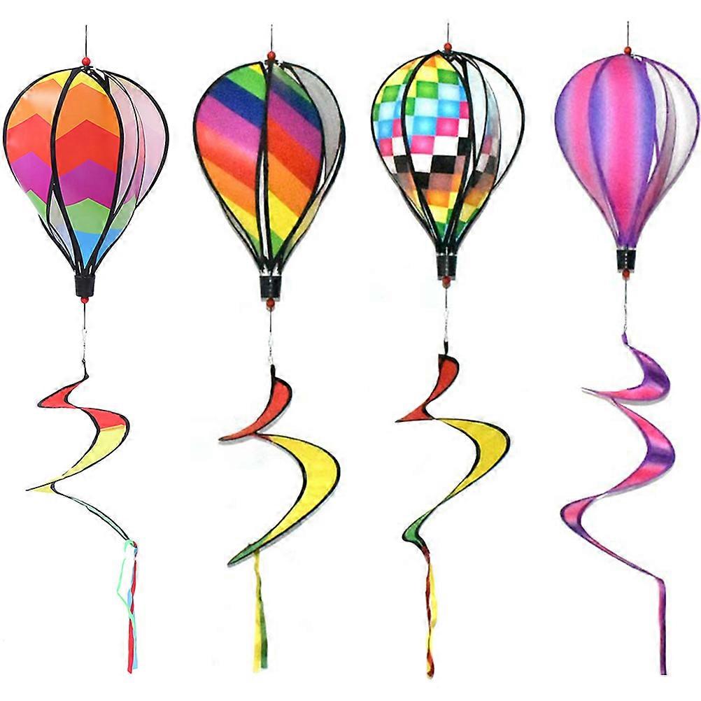 4pcs Hot Air Balloon Wind Garden Hanging Decor, Creative Rotating Windmill, Rainbow Design for Outdoor Courtyards, Parties & Store Displays