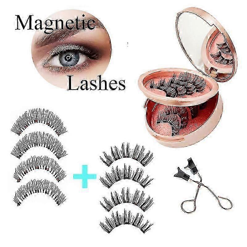 Magnetic Eyelashes, 3D Natural Look Magnetic Eyelashes without Eyeliner, Reusable Magnetic Eyelashes with Applicator No Glue, Easy to Wear