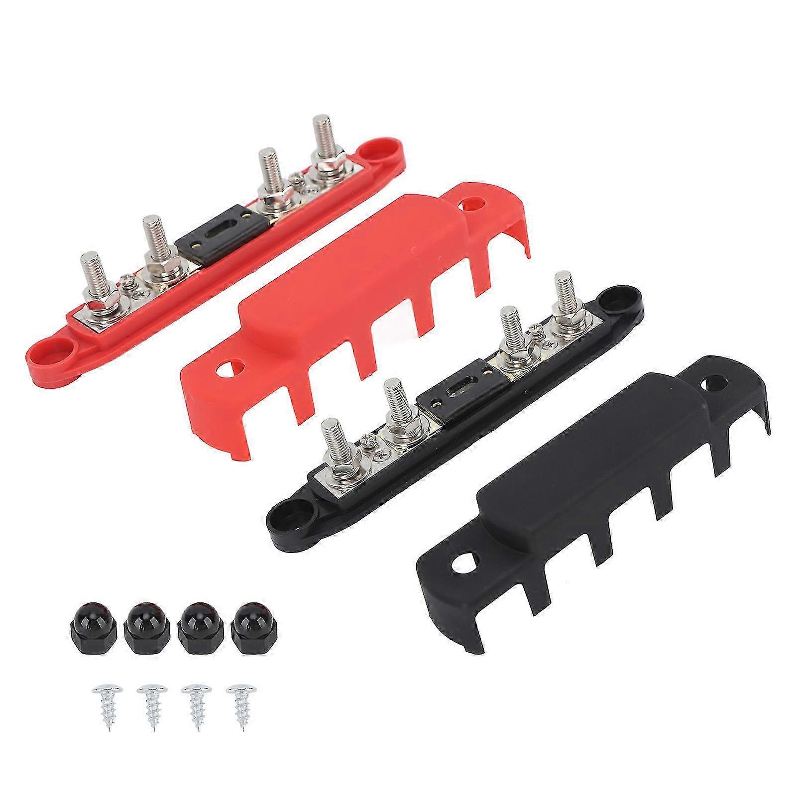 2PCS Power Distribution Block Black Red DC12V to 48V 300A M8 Studs Battery Bus Bar for Car RV Yacht SZRH A-W