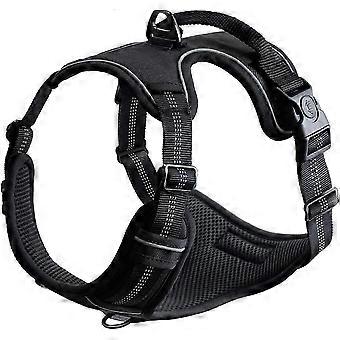 Adjustable Reflective Dog Harness with Padded Vest - No Pull Pet Harness with Easy Control Handle & Front Clip for Comfortable Walking