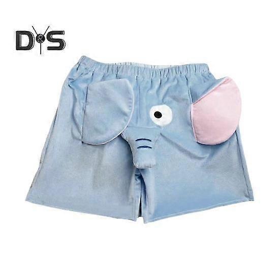 Couple Pajama Shorts 3D Cartoon Elephant Decor Loose Elastic Waist Casual Soft Breathable Unisex Summer Homewear Sleepwear Shorts