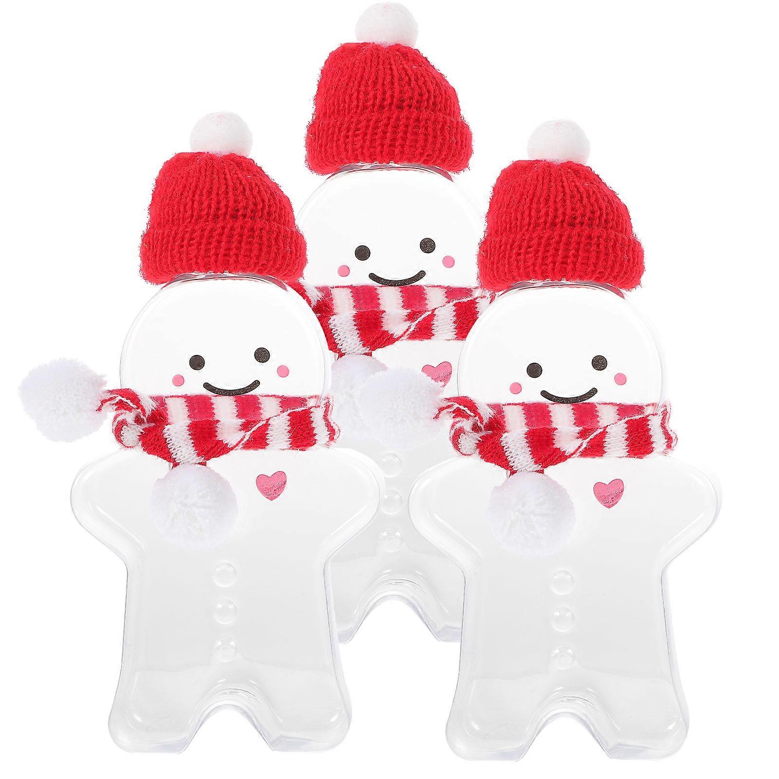3 Sets Christmas Empty Juice Bottles With Hat And Scarf Ideal For Christmas Parties 500ml Storage And Decoration