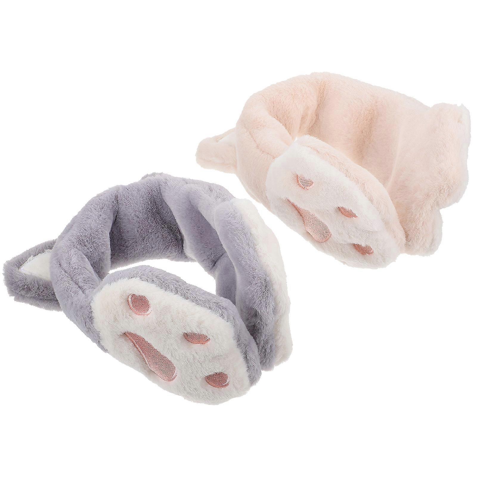 Ear Shield Cat Earmuffs Winter Use Plush Cartoon Ear Protectors Assorted Color 2Pack