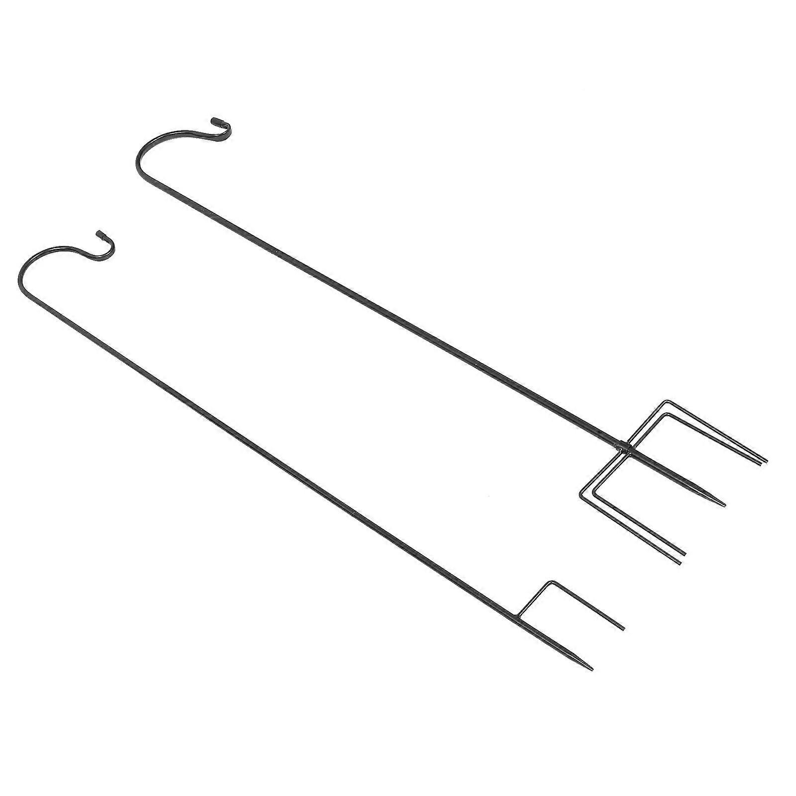 Weather Resistant Black Outdoor Ground Hooks Iron Garden Insert Holders For Courtyard 2Pcs