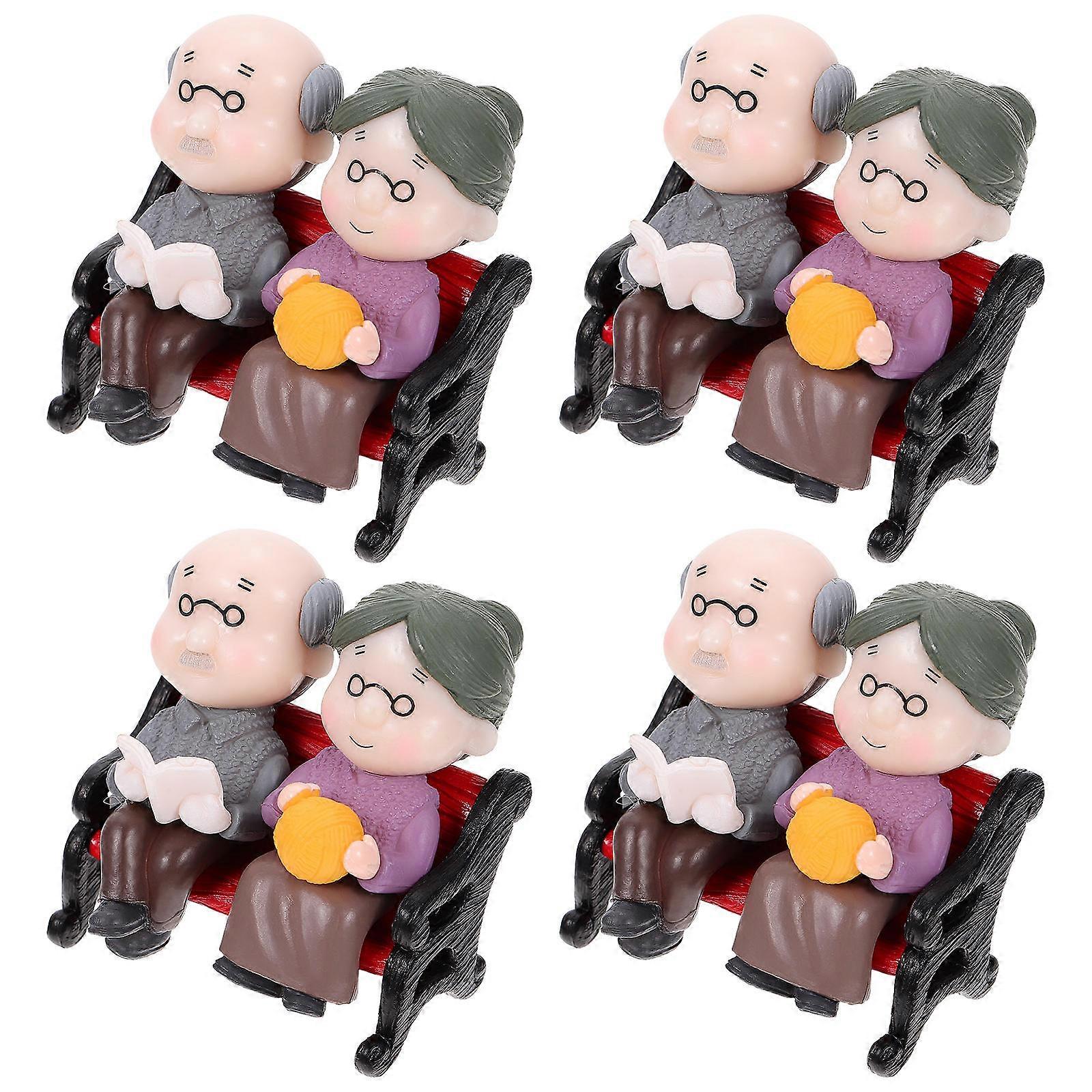 Park Bench Shape Ornament For Miniature Garden Accessory 2×1.6×1in PVC Material 4 Sets