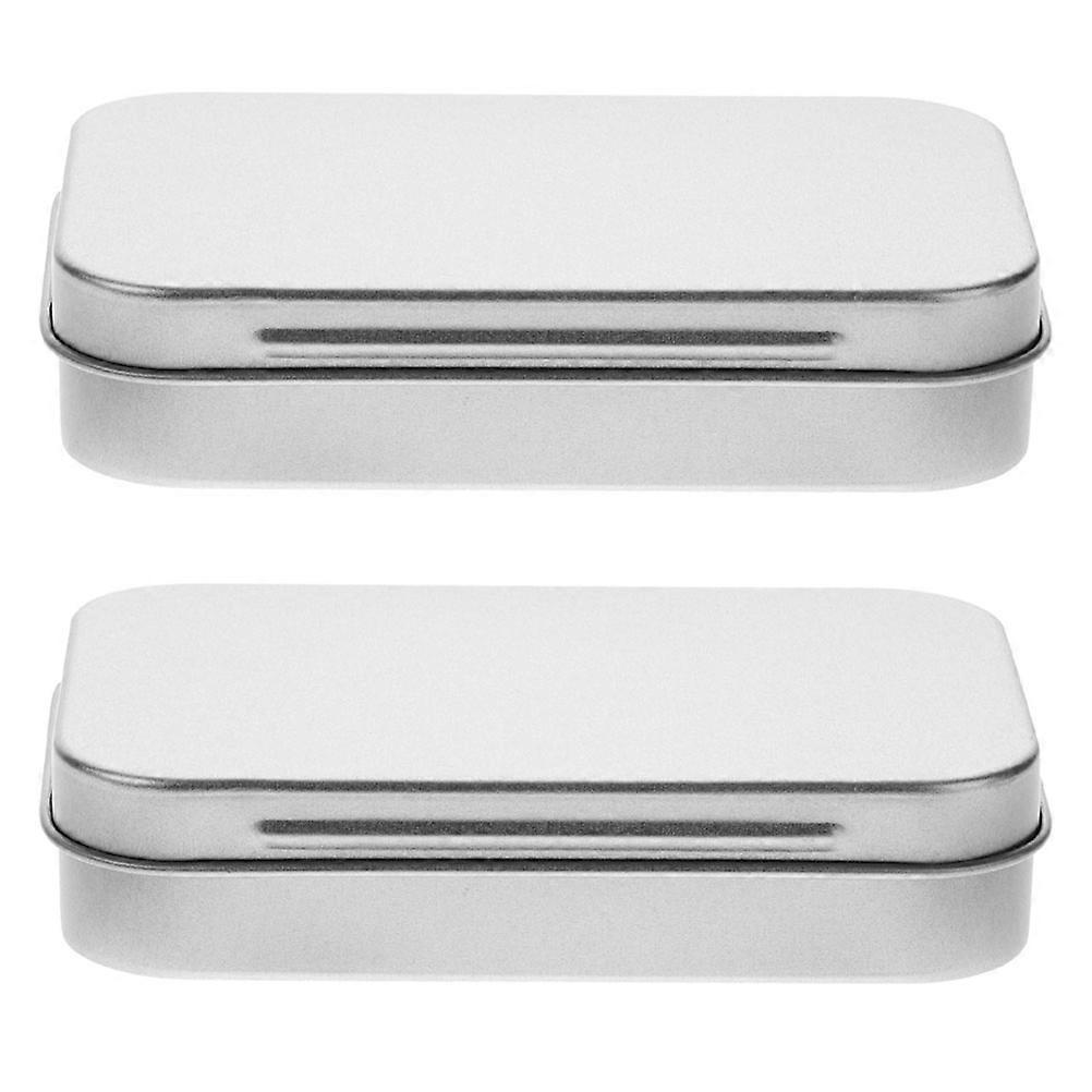 WORGEOUS 2pcs Rectangular Metal Tin Boxes for Candy Cans with Lid Small Storage Box