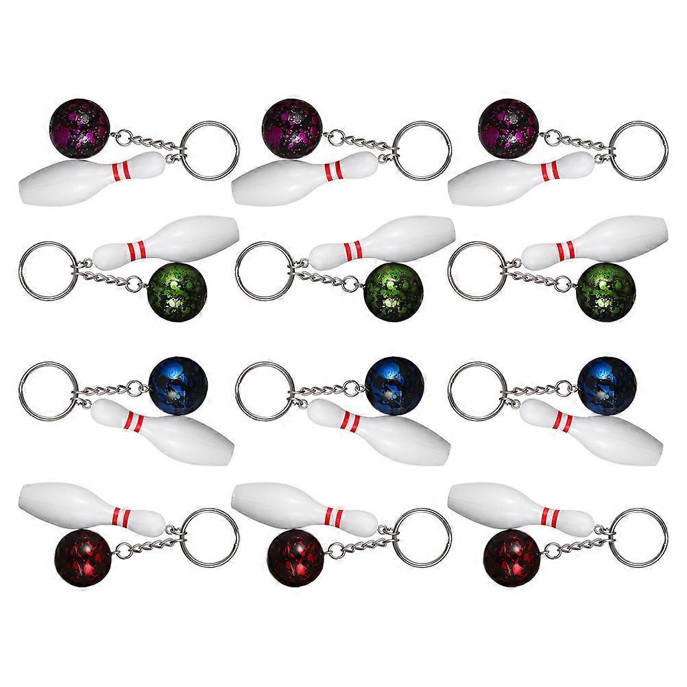 Bowling Keychain Delicate Mini Bowling Pendants for Decor 12Pcs Set