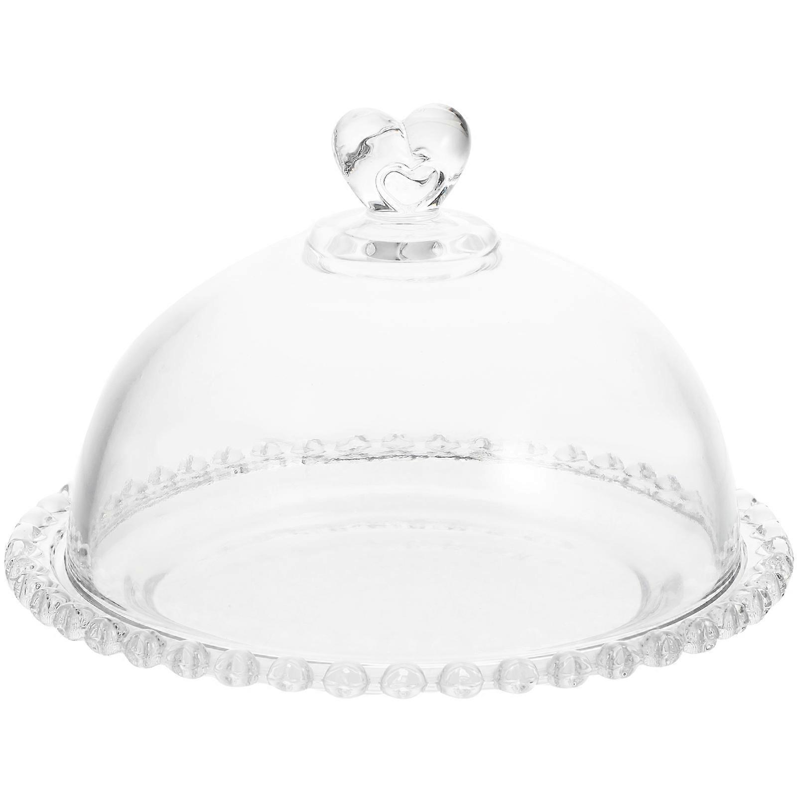 Transparent Glass Cake Tray with Dome for Decor Stable and Practical Transparent Design