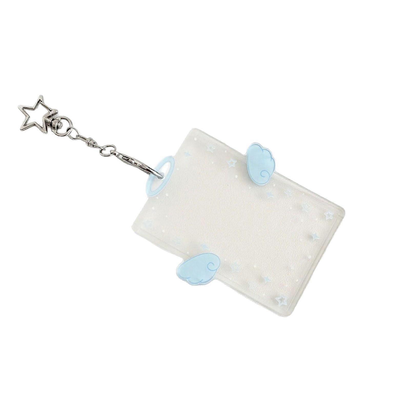 Acrylic Photo Card Holder for Credit Cards and IDs, Blue Keychain, ID Holder for Students and Gifts