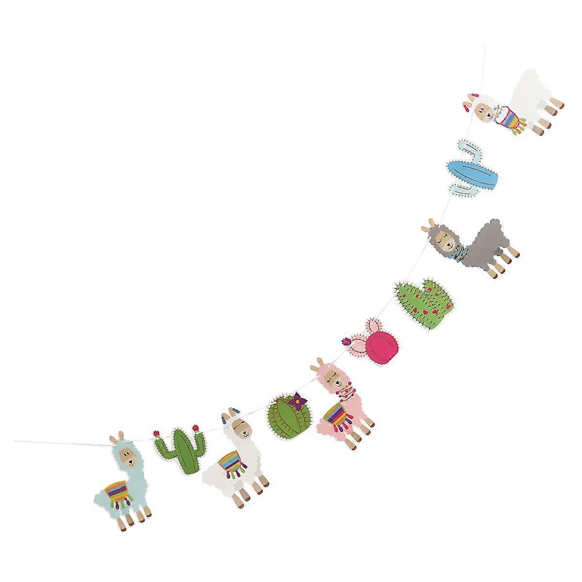 Sheep Theme Alpaca Banner For Summer Party Rectangle Shape Creative Hanging Decorations Assorted Color 20x12.5x0.1cm 1Pack