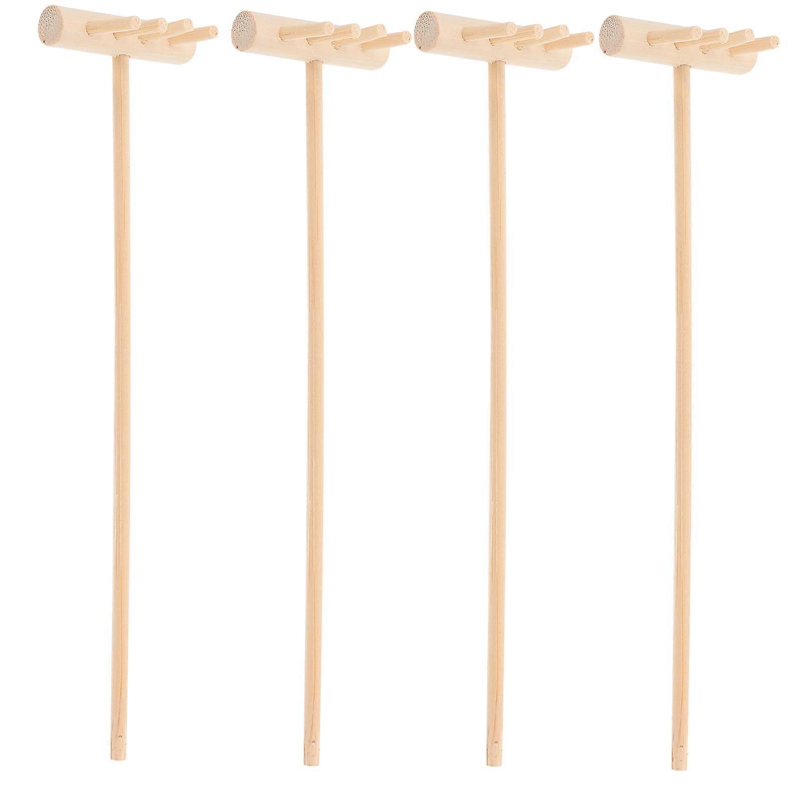Zen Sand Rake Mini Bamboo Garden Tool for Decoration Khaki Color Lightweight and Portable 4 Pieces