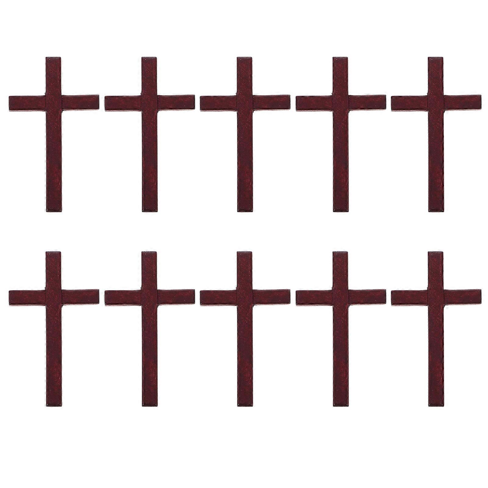 Wooden Cross for Decor Coffee Color Lightweight Compact with Smooth Surface 10pcs Small