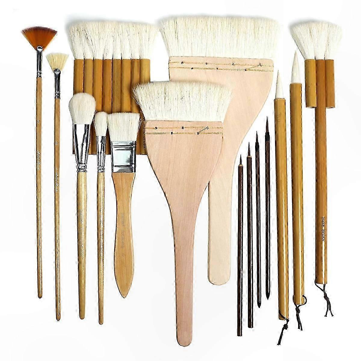 Ceramic Glazing Brushes, 15-Piece Pottery Tool Set for Art and Craft Projects