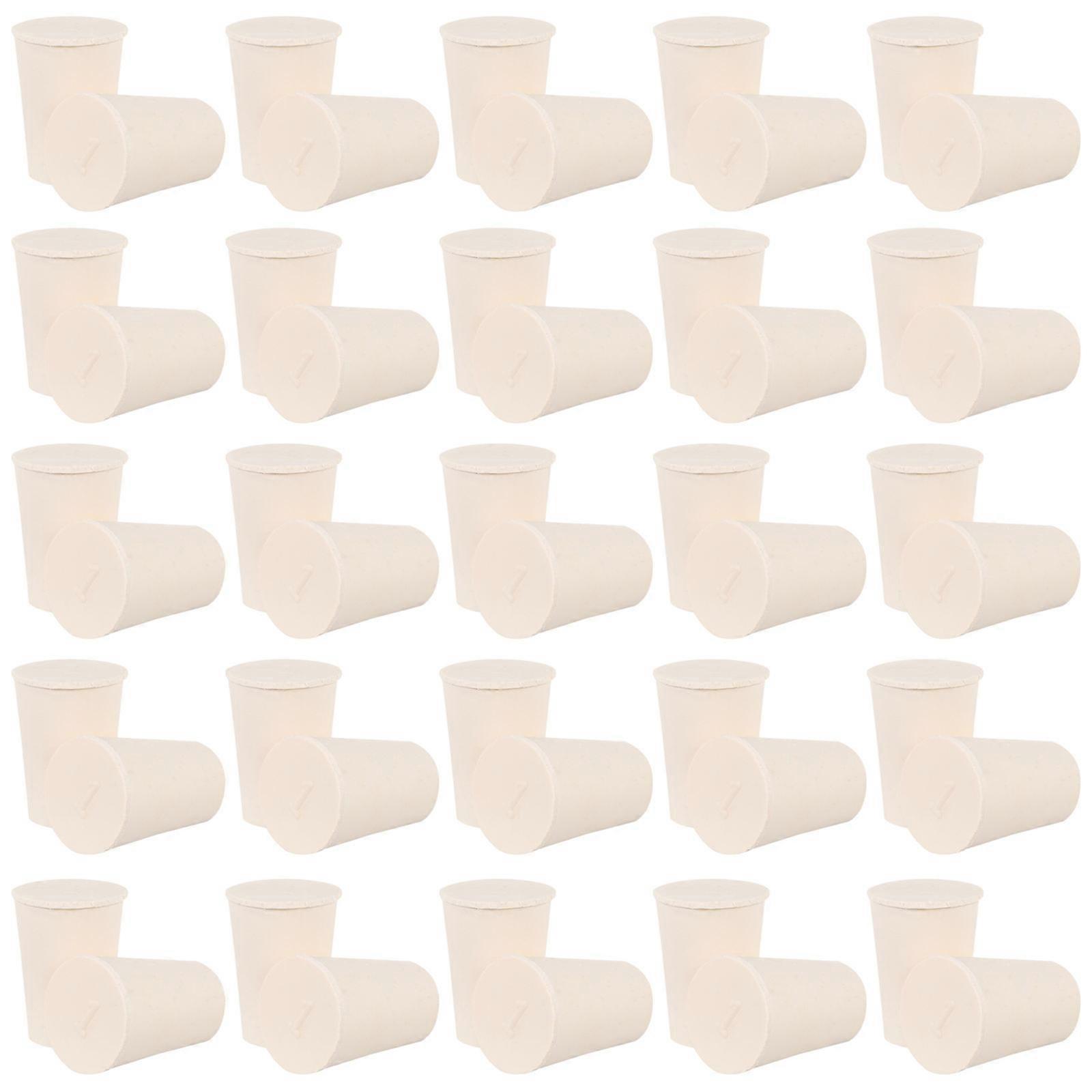 White Rubber Sealing Plugs for Laboratory Use with 50 Pcs Suitable for Test Tube and Flask Stopper