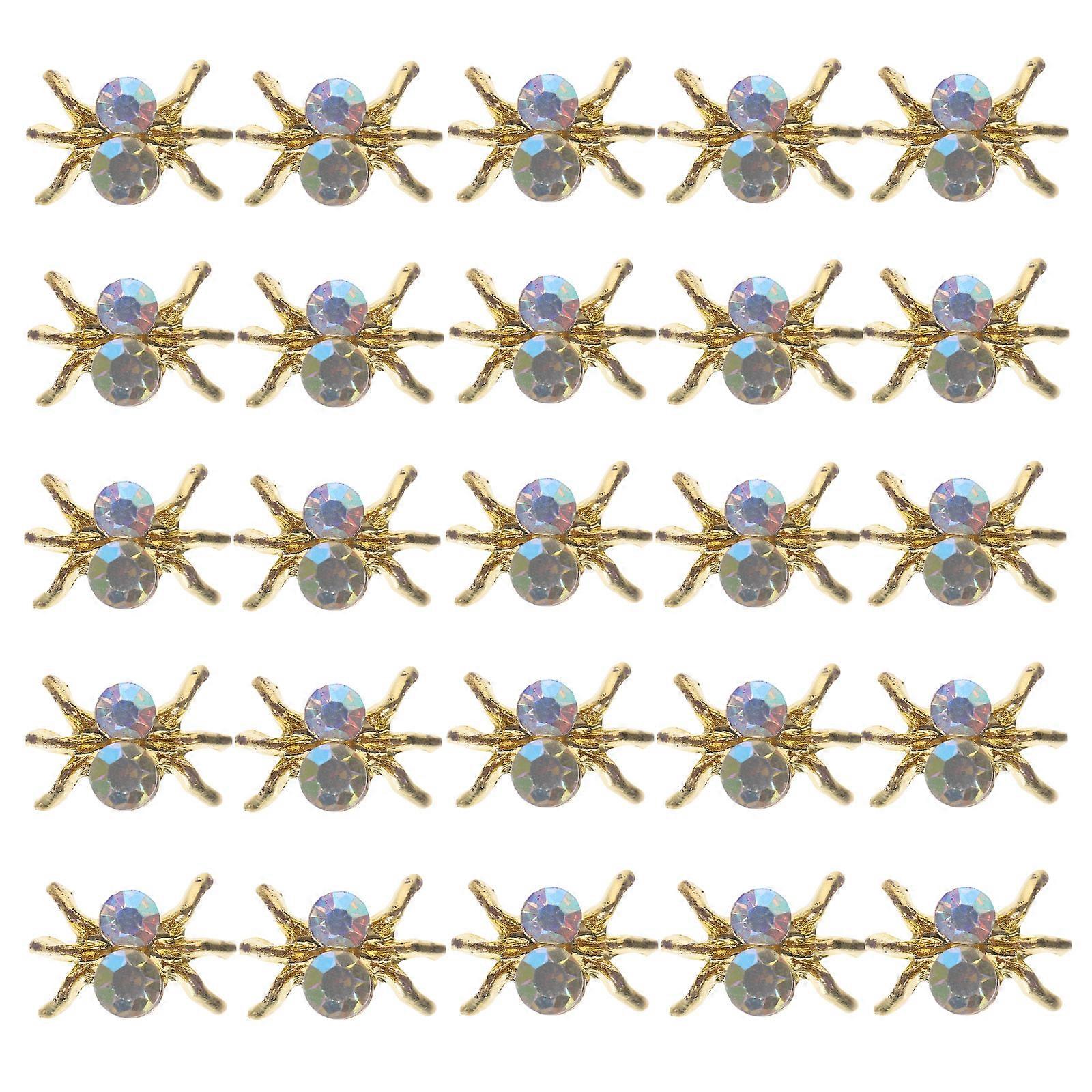 Bulk Nail Charms 100 Pcs Unique Spider Nail Rhinestones For Nail Enthusiasts In A Compact Golden Design