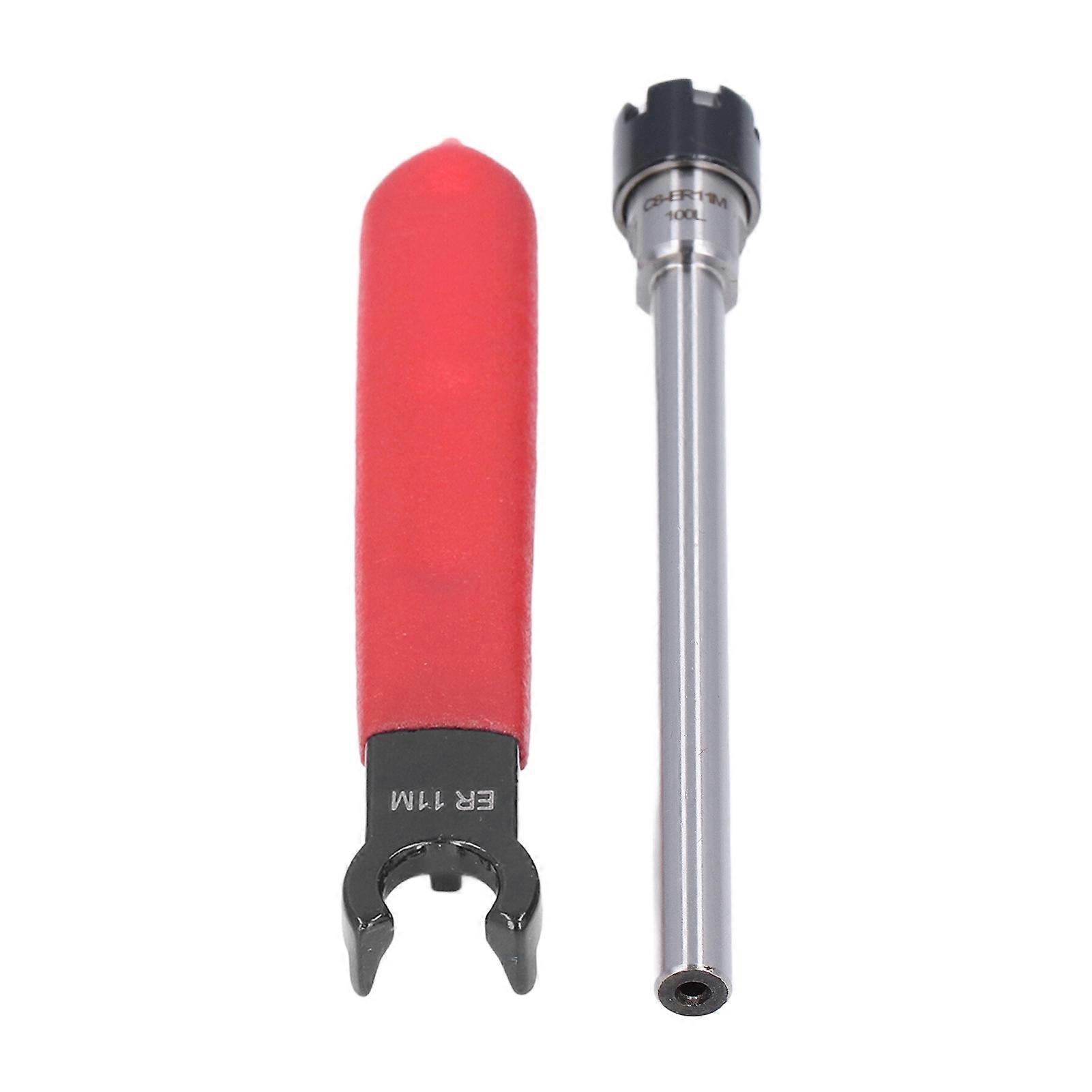 2Pcs C8-ER11M-100L Router Collet Extension Rod 100mm with Wrench