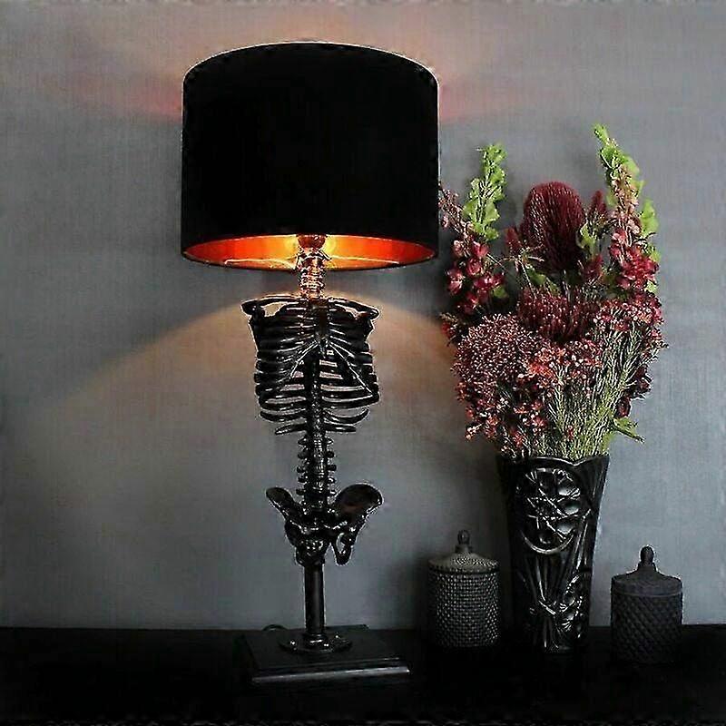 Gothic Skeleton Table Lamp Night Light - Classic Decorative Black Accent Light for Home Decor