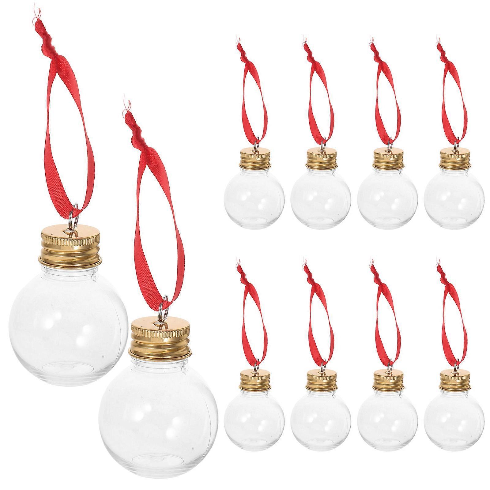10 قطع زجاجات مستديرة قابلة للتعبئة لزينة عيد الميلاد مع أغطية مانعة للتسرب باللون الذهبي