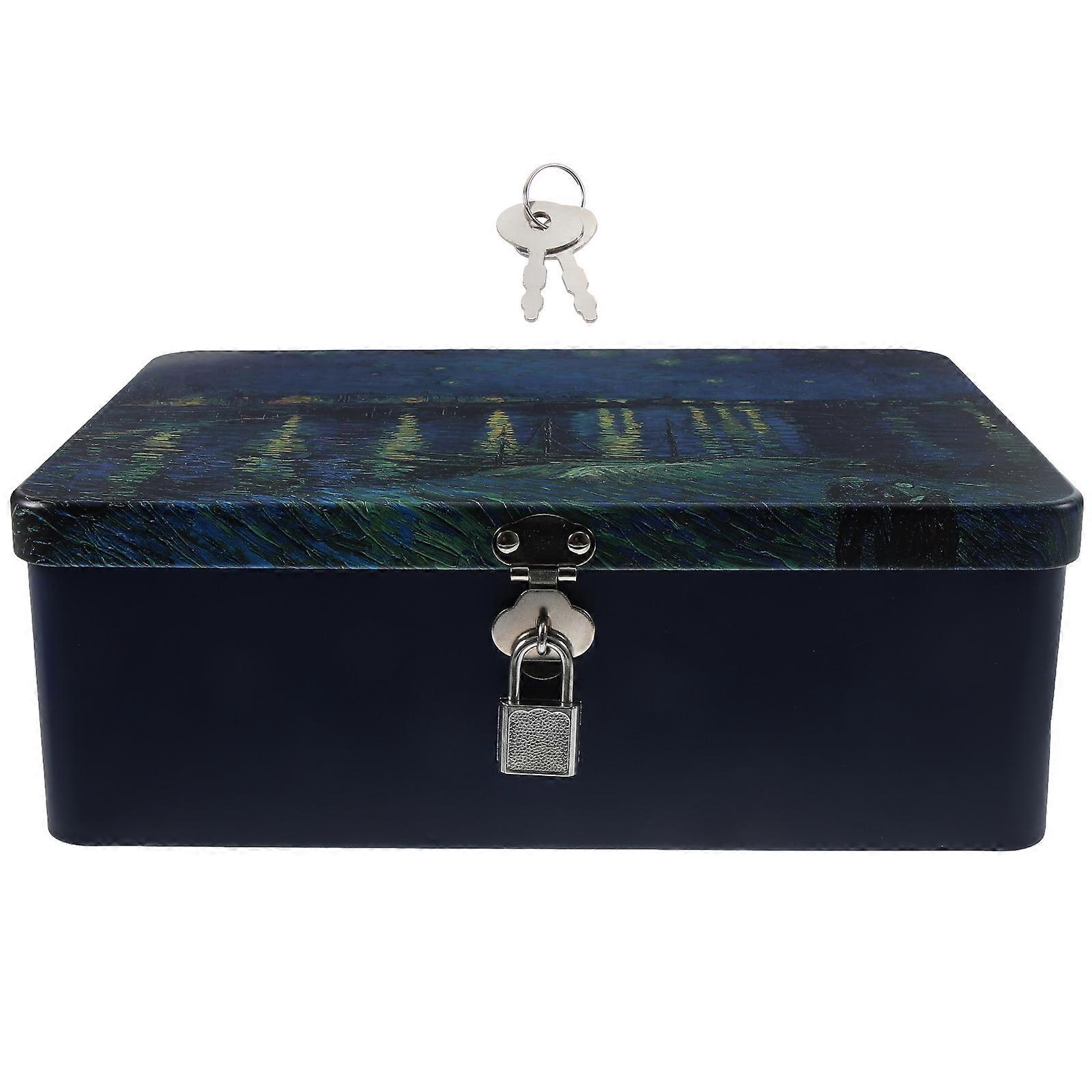 Lockable Tinplate Storage Box for Jewelry & Keepsakes   Vintage Design Desktop Organizer for Small Items, Secure & Stylish