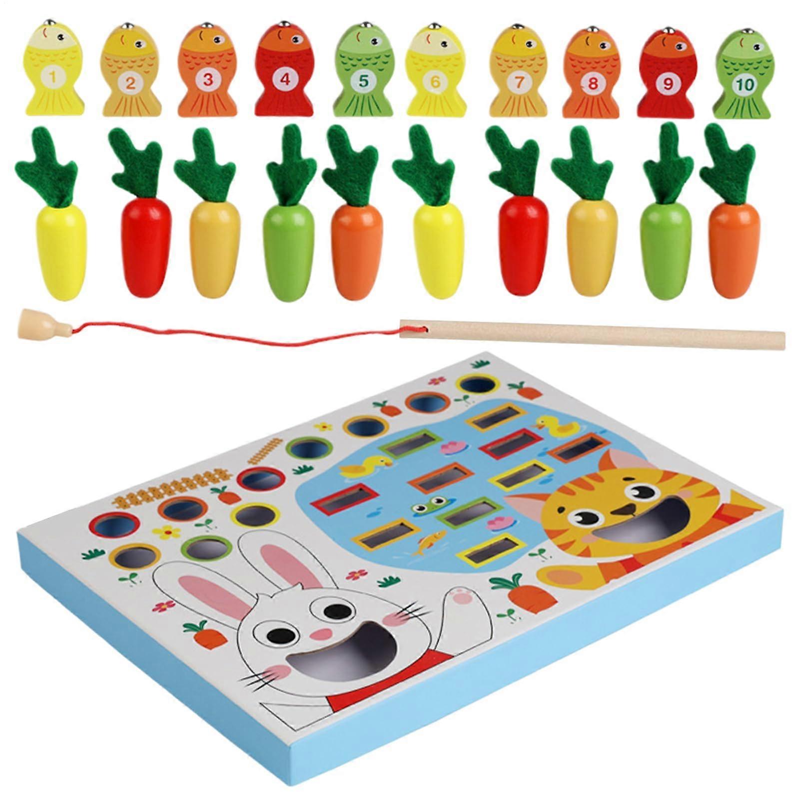 Carrot Harvest Fishing Game, Educational Color Sorting Puzzle for Toddlers, Early Learning Activity for Children