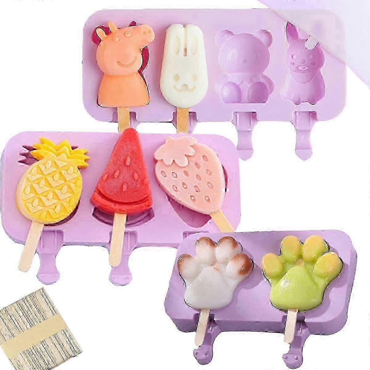 طقم قوالب آيس كريم سيليكون خالية من مادة BPA مكونة من 150 قطعة مع أغطية وعصي خشبية للأطفال الصغار والأطفال