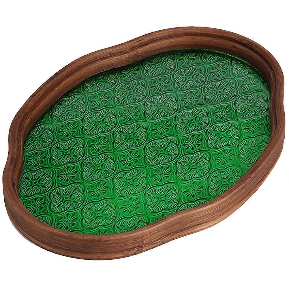 Multi Purpose Bamboo Snack Tray With Flower Pattern For Women In Tea Room Ideal For Storage 1 Pcs