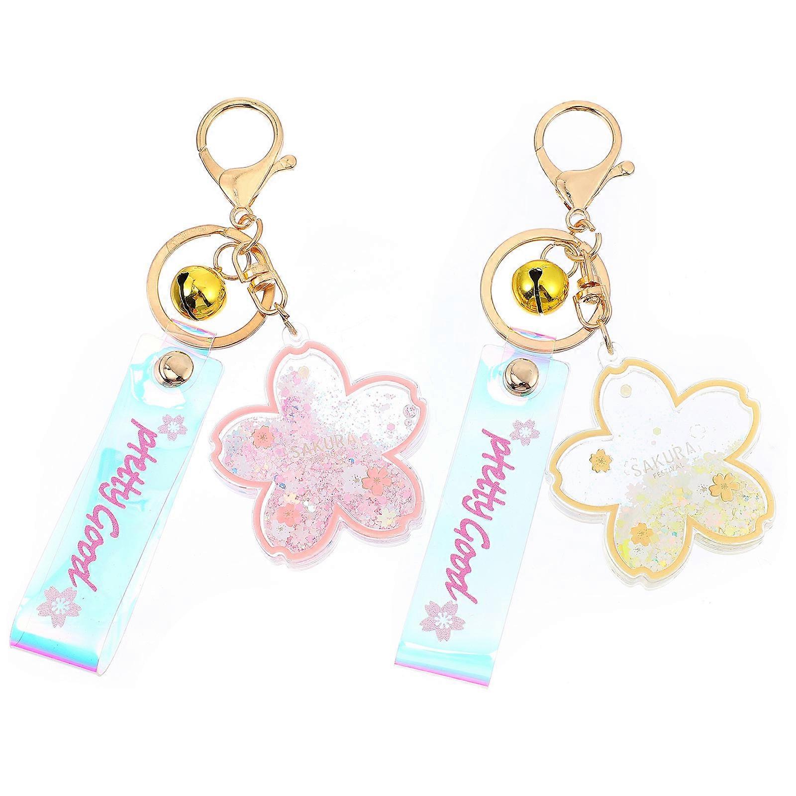 Acrylic Flower Key Ring 2Pcs Assorted Color Compact and Lightweight for Key
