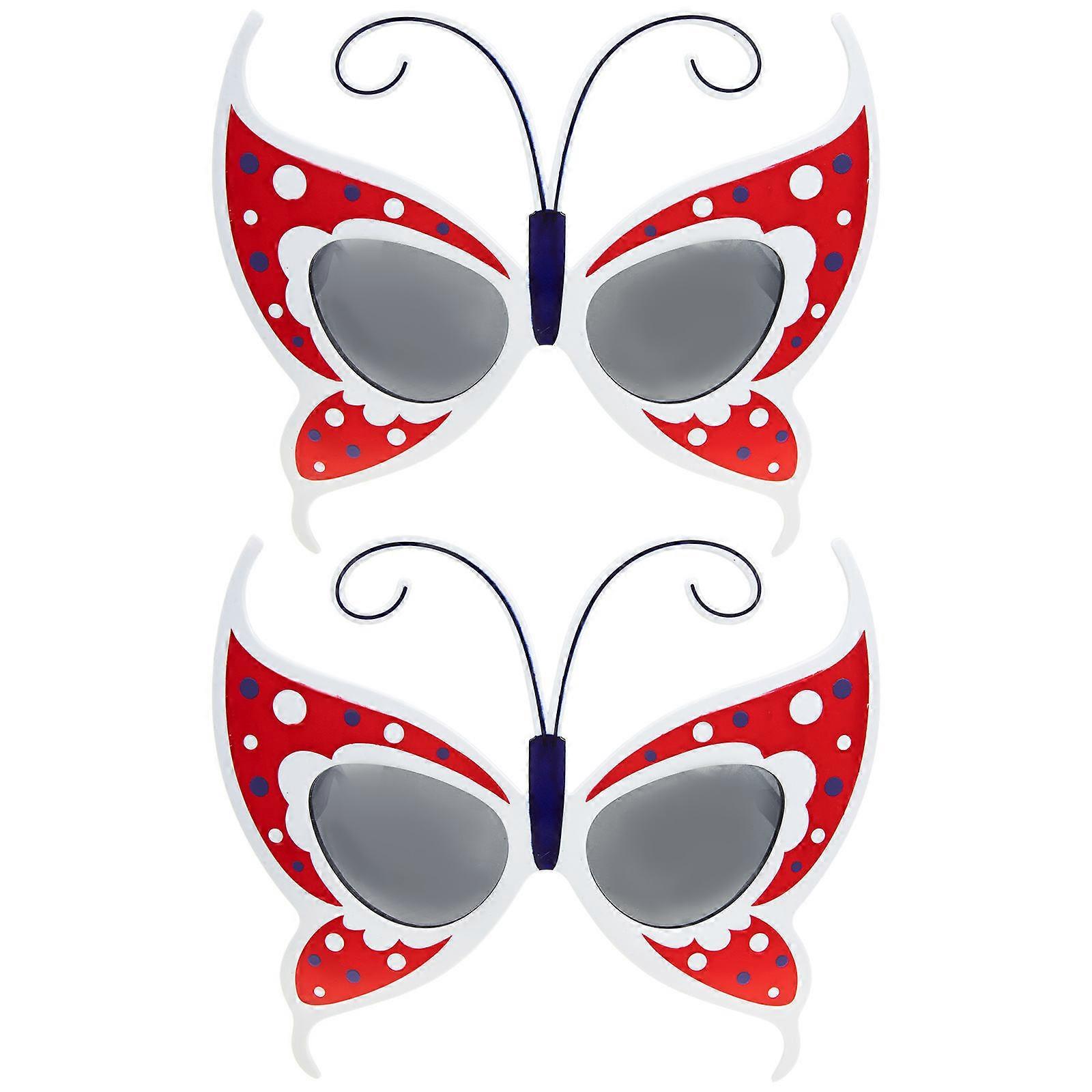 Party Eyewear Butterfly-Style Glasses for Outdoor Activities Assorted Color Abs Material for Photo Prop 2Pcs