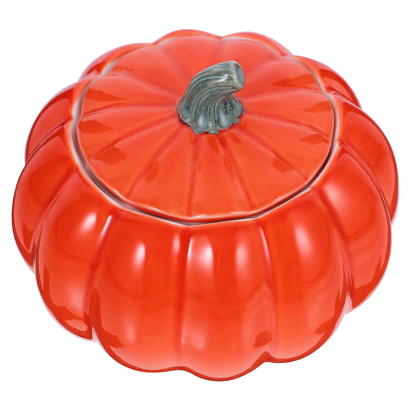 Pumpkin Candy Jar With Lid For Home Use 5.1X5.1X3.9In Dust-proof Storage 1Set