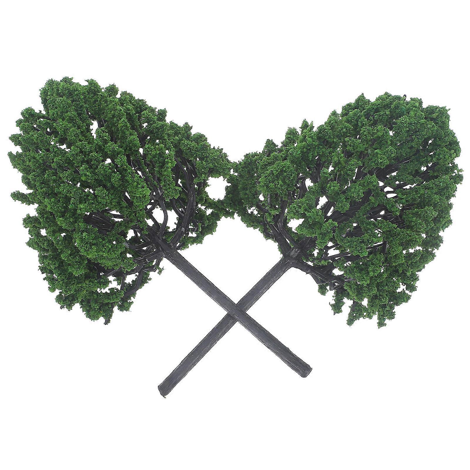2Pcs Realistic Resin Model Trees for DIY Scenery Landscape and Decoration Green Miniature Tree