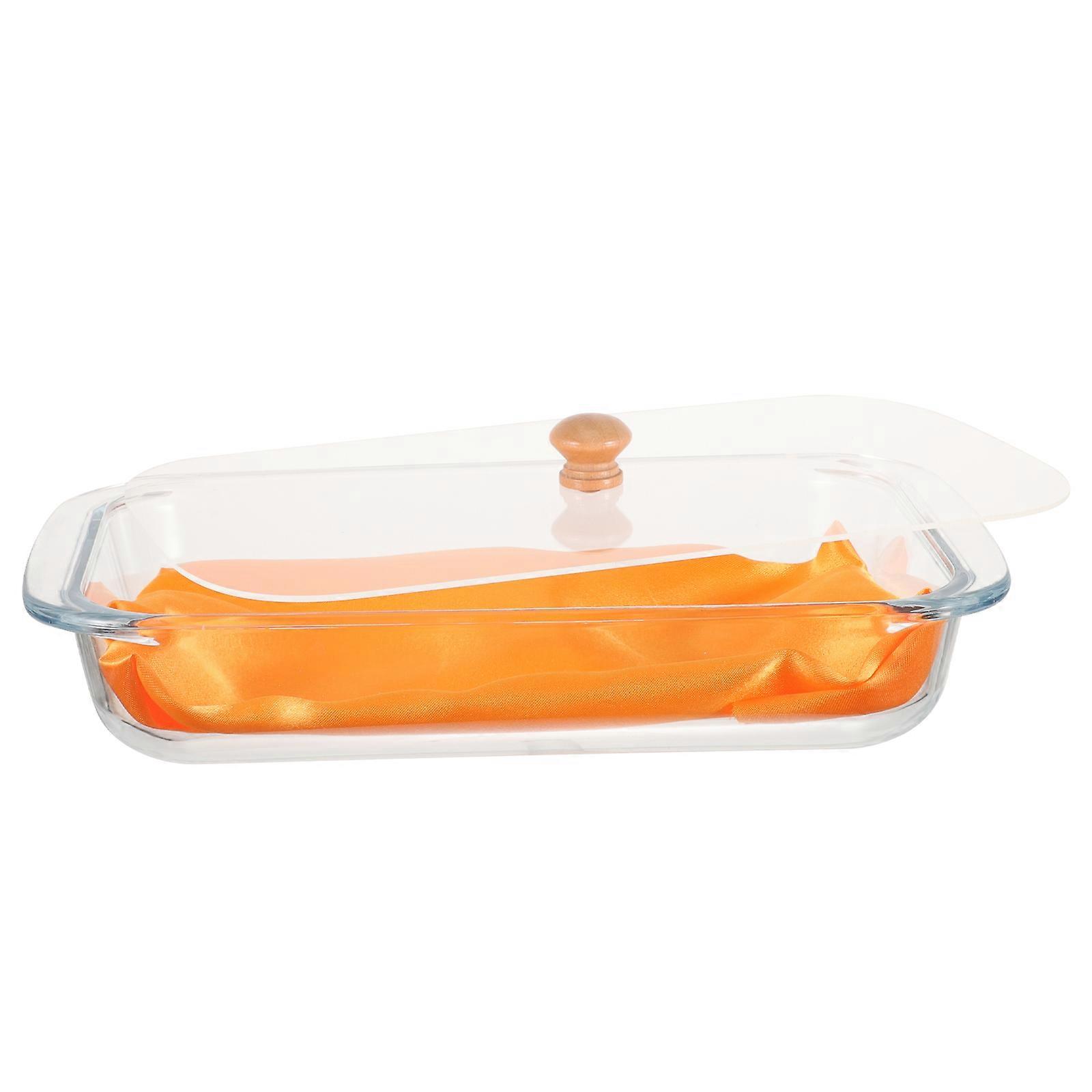 Glass Storage Tray for Home Use Transparent Food Serving Plate with Lid Practical Design