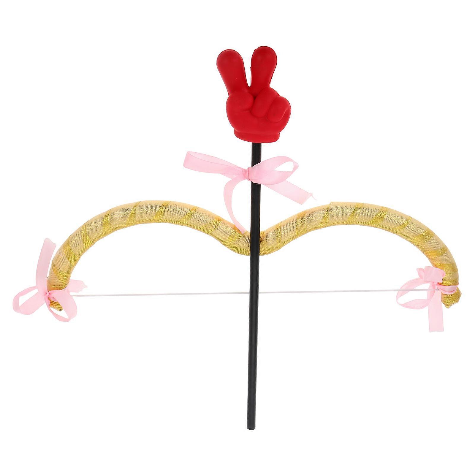 Cupid's Mini Bow and Arrow Set for Valentine's Day Party Costume Prop with Creative Hand Gesture Design Assorted Color