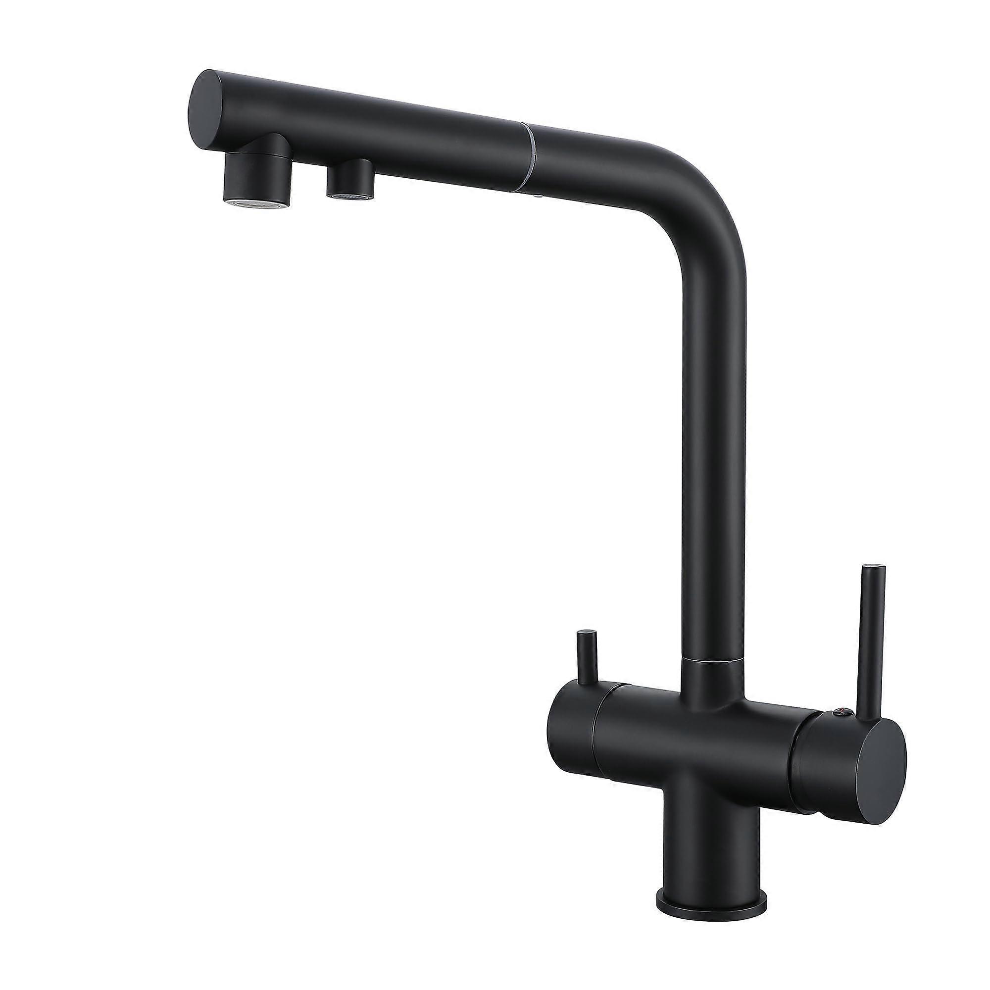 3Way Kitchen Tap with Extendable Shower 360° Rotatable, ThreeWay Mixer Tap (Black)