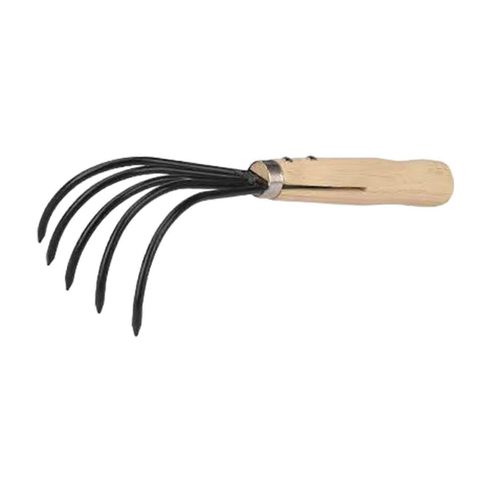 Garden Hoe, Heavy-Duty Hand Hoe for Weeding and Digging, Five Claw Cultivator Rake Tool for Loosening Soil